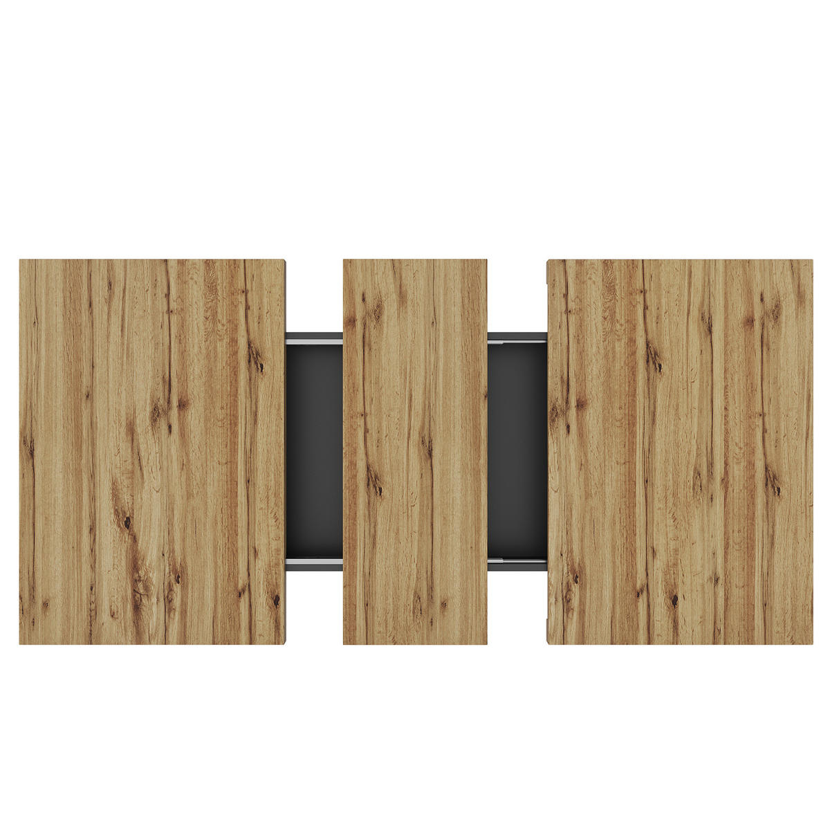 ESSTISCH aus MDF 110-140x80x75 cm Schwarz/Natur ausziehbar mit Stauraum und magnetischer Klapptür - Schwarz, Holzwerkstoff (110/80/75cm) - Modfu