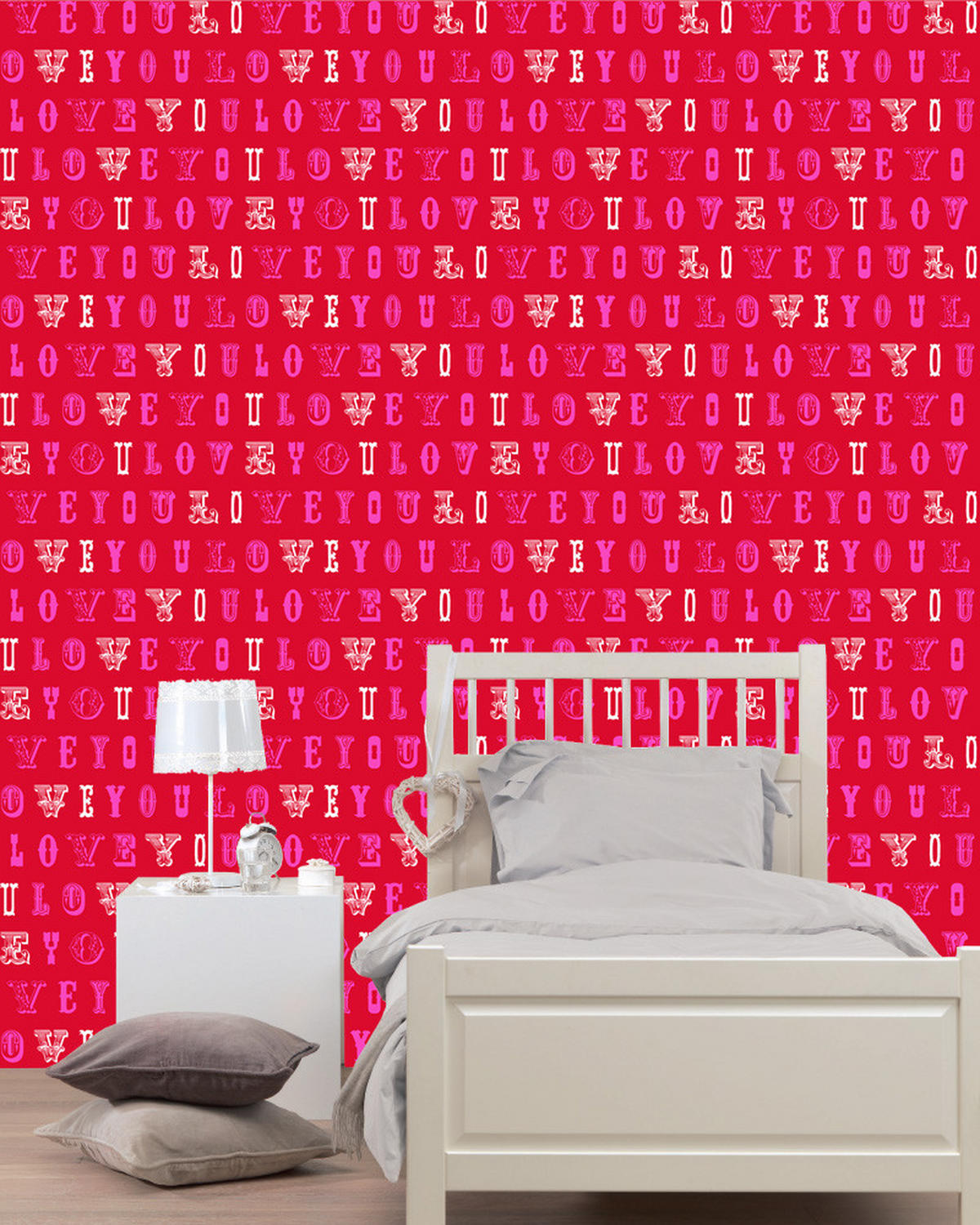TAPETE love you - Sprüche 53 cm x 10.05 m - Pink, Papier (53/0.1cm) - ESTAhome