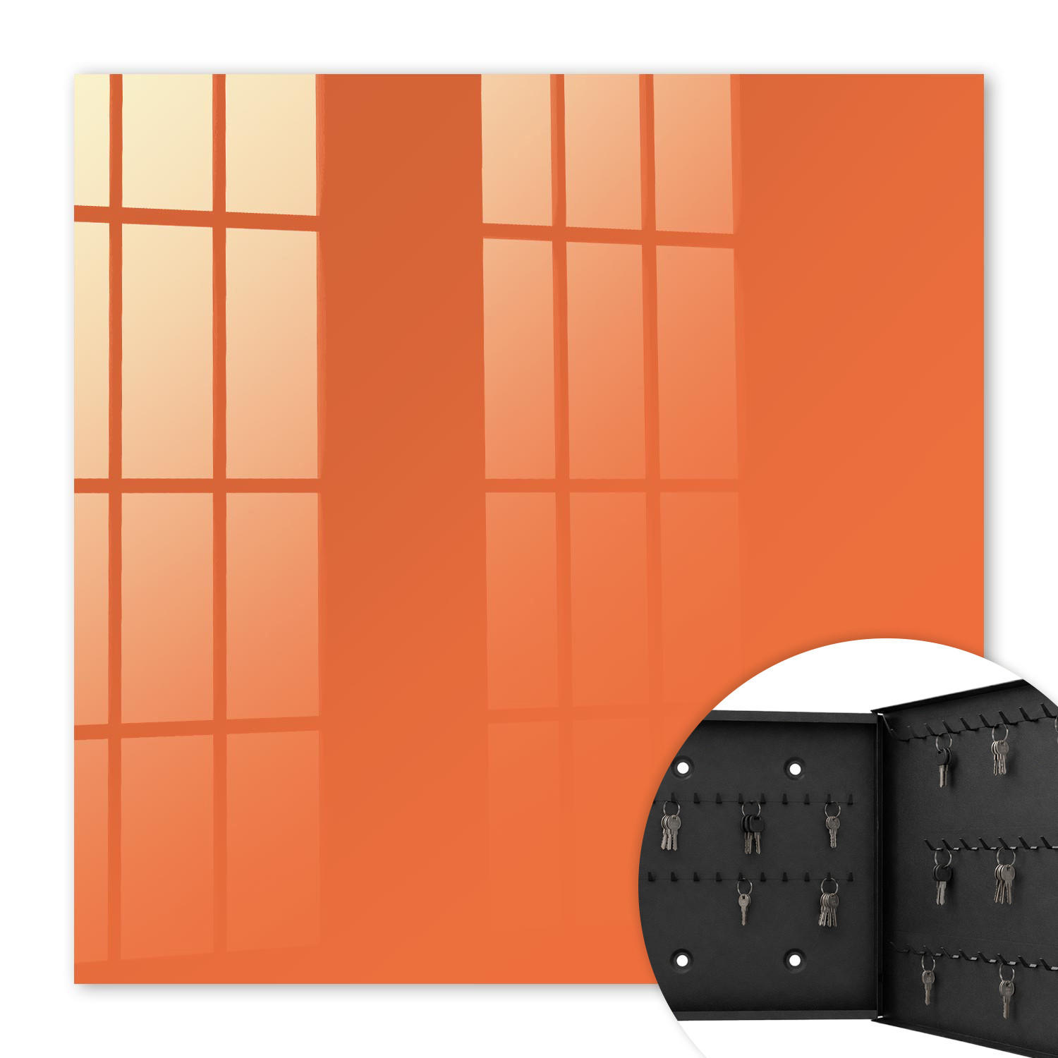 SCHLÜSSELBOX Schwarz 30x30 cm- Türöffnung nach rechts - Kräftiges Orange - Orange, Metall (30/30/5cm) - TULUP