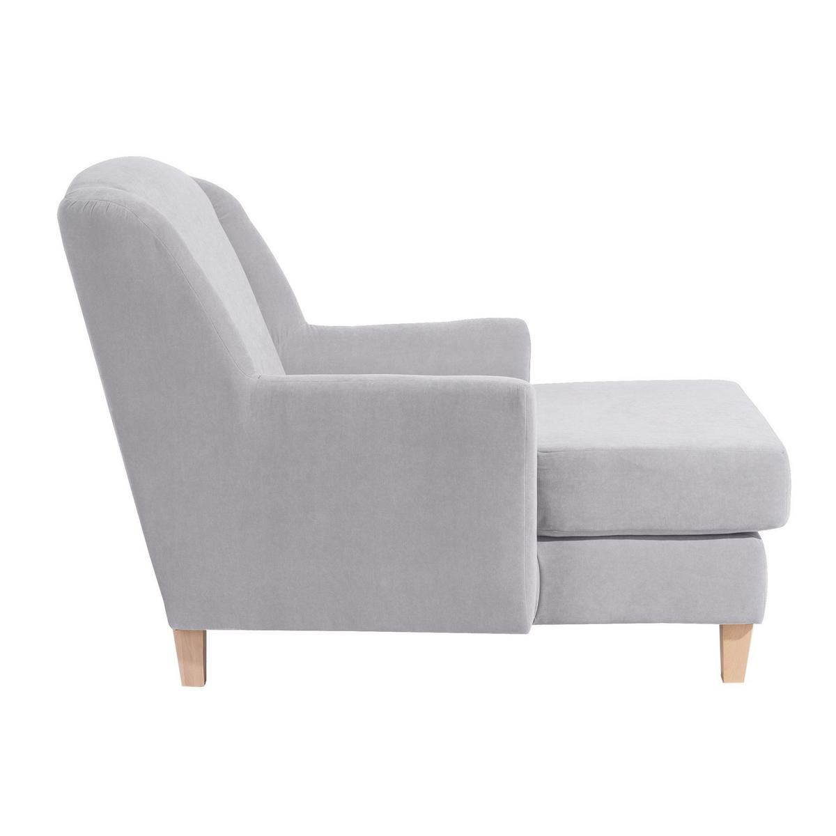 SESSEL XXL Karil Bezug Veloursstoff Buche natur / silber - Grau, Kunststoff (142/107/136cm) - 58aufmkessel