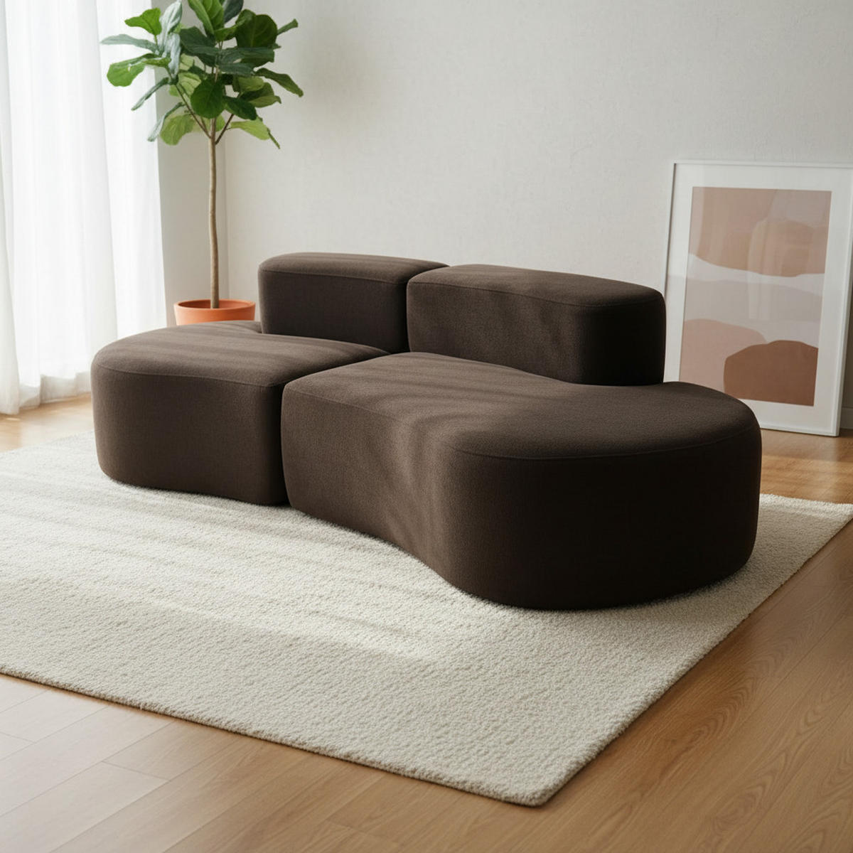 SOFA Lounge Dunkle Schokolade 2-Sitzer - Dunkelbraun, Textil (240/75/102cm) - COCO Living