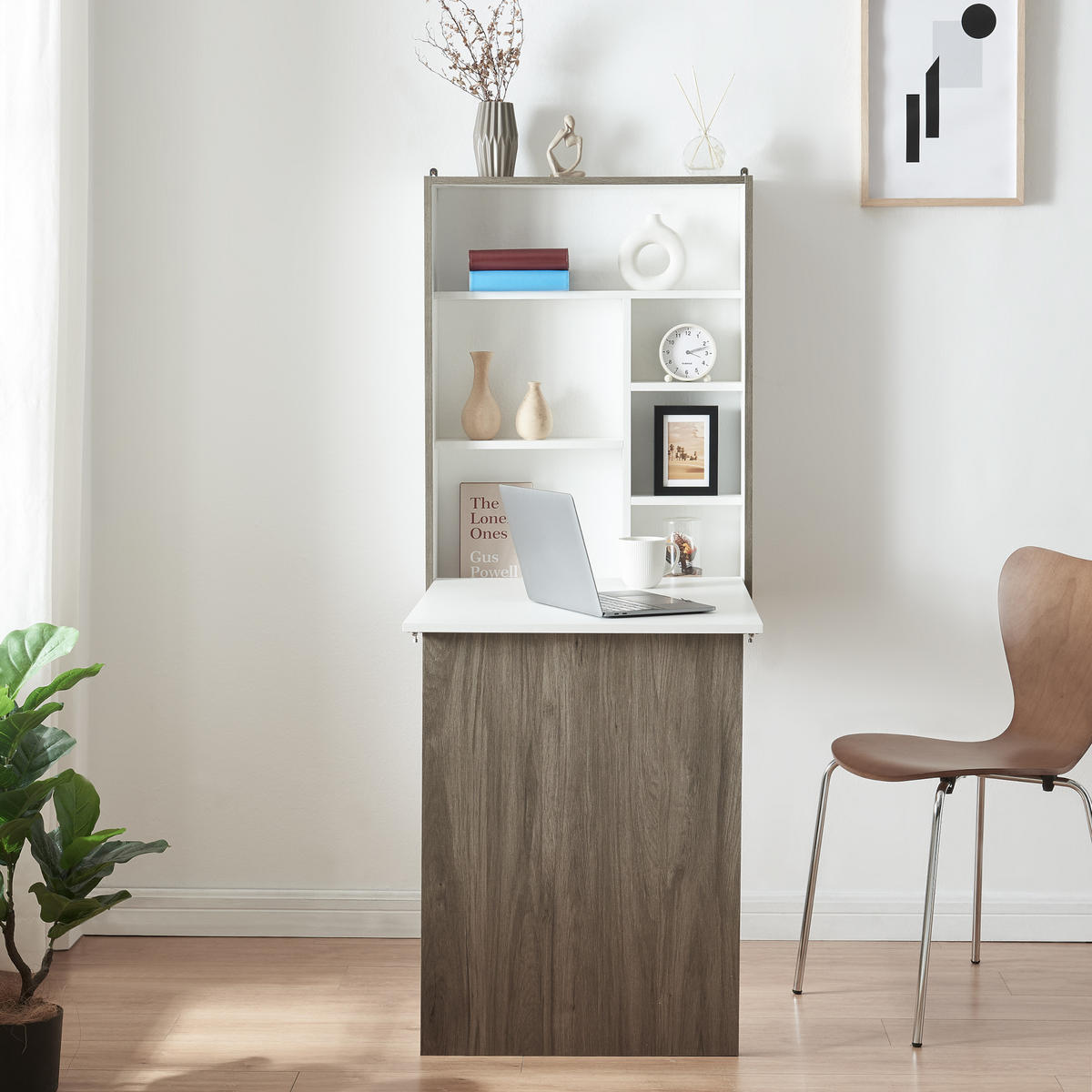 WANDKLAPPTISCH Greve - Naturfarben/Weiß, Holzwerkstoff (76.5/71.5/58.5cm) - [en.casa]