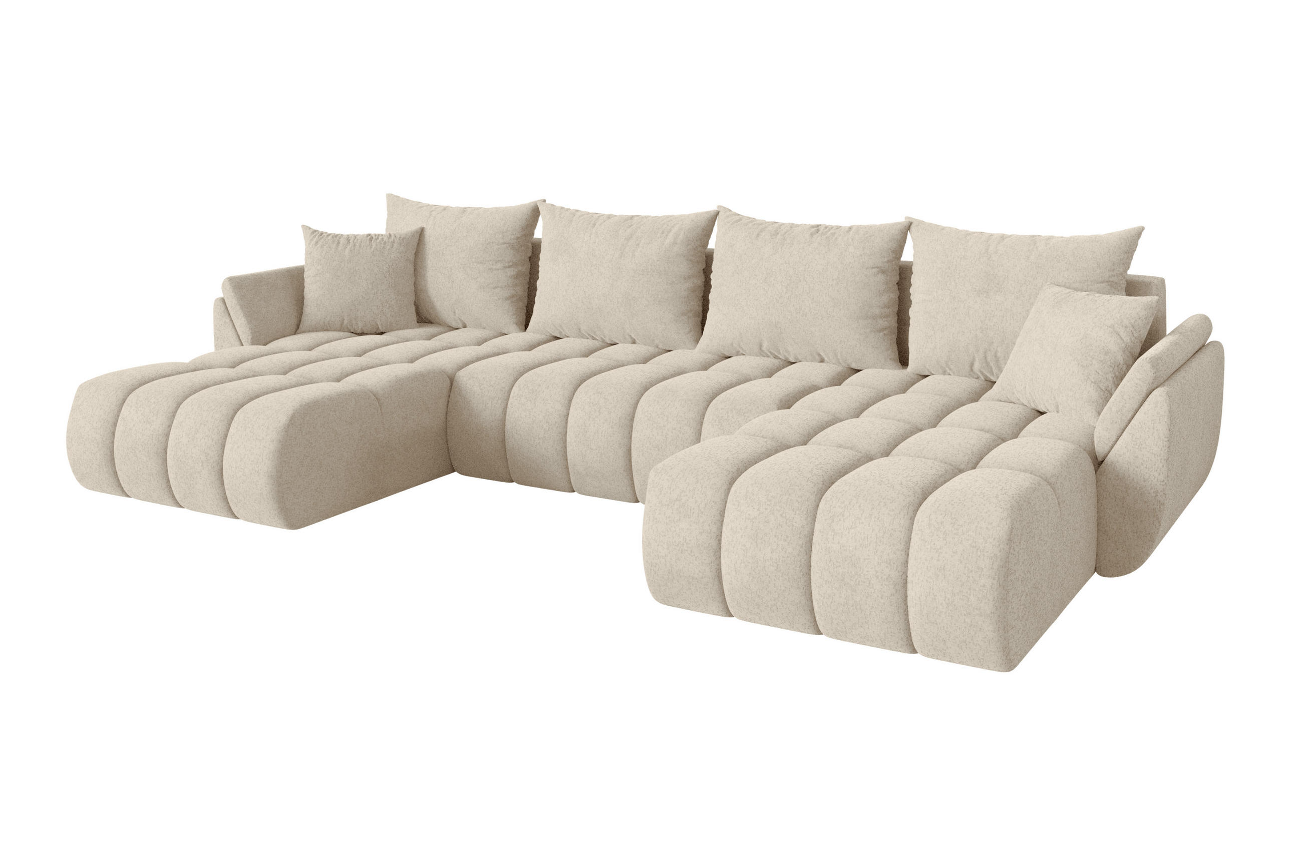 WOHNLANDSCHAFT mit Schlaffunktion und Bettkasten TOKO-U-v1 378x194x86 Creme Velours - Creme/Schwarz, Holzwerkstoff/Kunststoff (378/86/194cm) - ALTDECOR