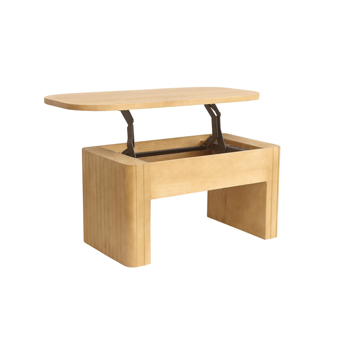 COUCHTISCH Rechteckig Mangoholz Hubfunktion L100 LATIGO - Eiche Bianco, Holz (100/50/45cm) - Miliboo