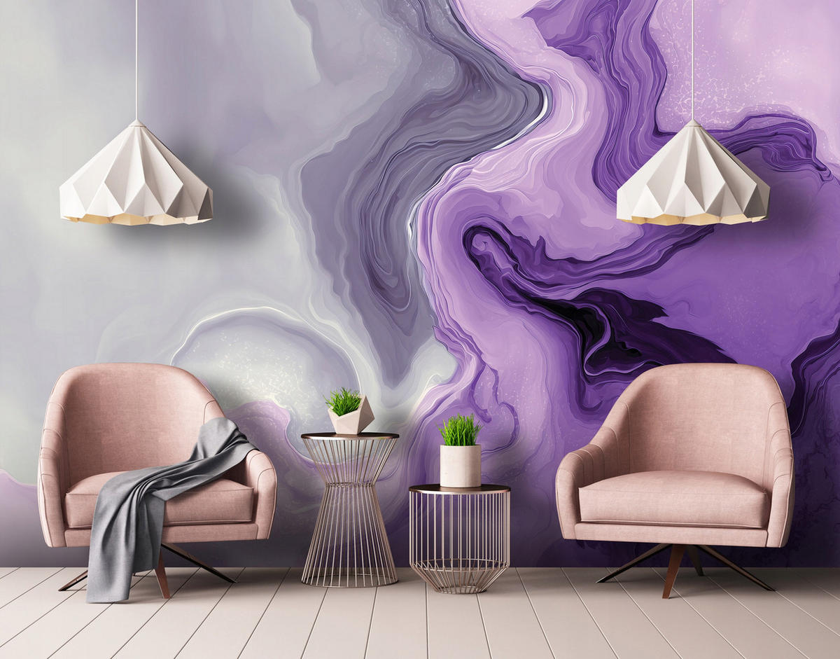 FOTOTAPETE Marmor Abstrakt Lila 250x175 cm - Multicolor, Papier (250/175cm) - Wallarena