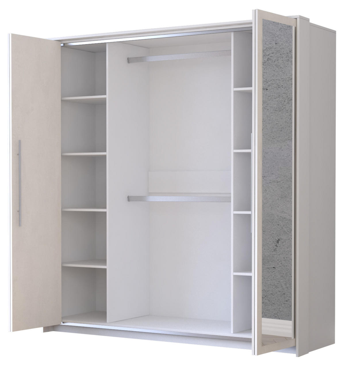 DREHTÜRENSCHRANK - Kaira Weiß + Silk - Weiß, Holzwerkstoff/Metall (206/215/64cm) - Möblo