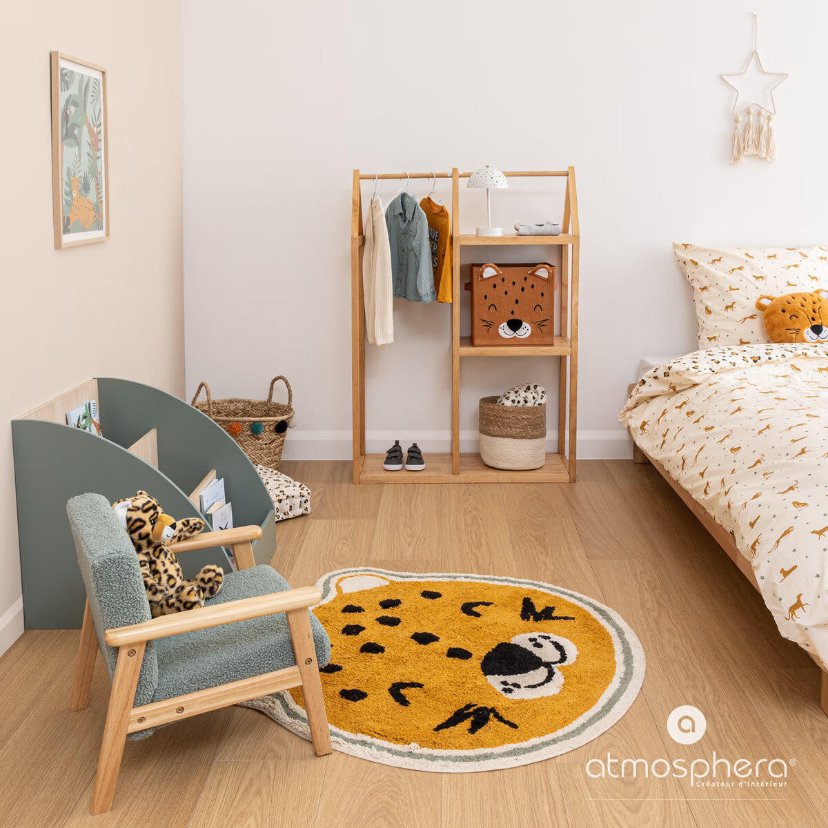 KINDERTEPPICH Leopard 90/90/1 cm - Braun, Naturmaterialien (90/90cm) - Atmosphera for kids
