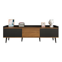 TV-SCHRANK 160/39/49,5 cm mit 3 Türen, erhöhter Oberkante und Kippschutz, MDF/Spanplatte, Schwarz/Natur - Schwarz, Holzwerkstoff (160/49.5/39cm) - Redom