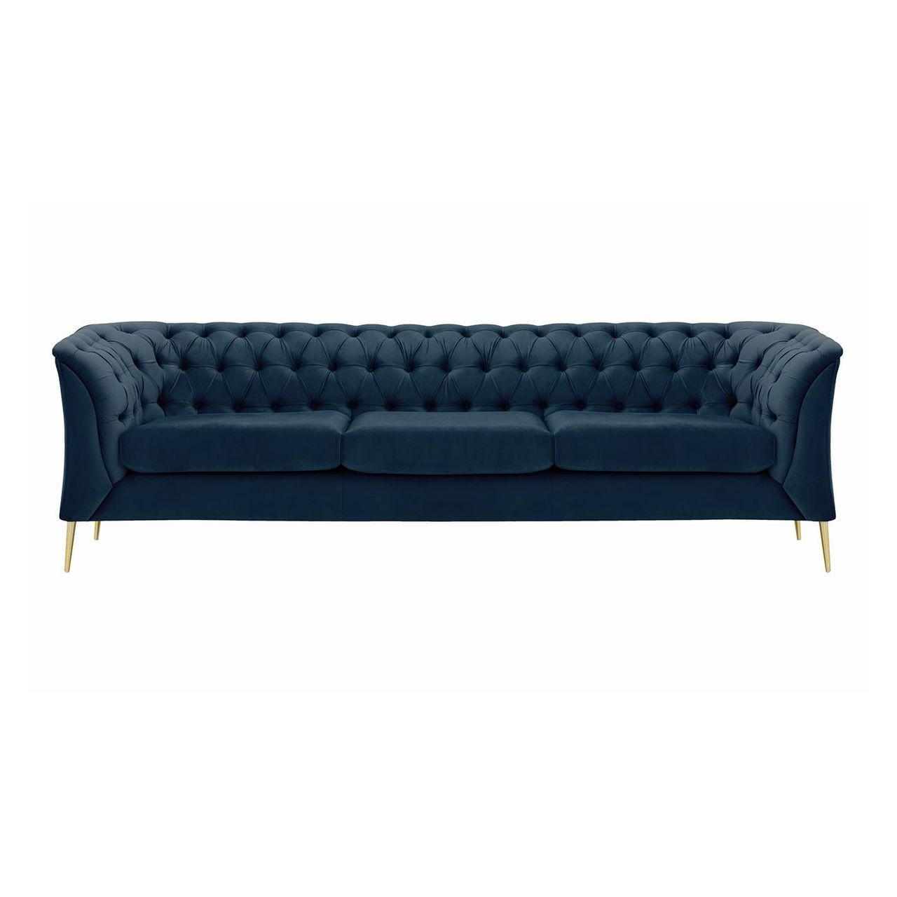 DREISITZER-SOFA Chesterfield Modern-Velluto 11 - Dunkelblau, Holz/Textil (248/74/80cm)