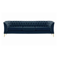 DREISITZER-SOFA Chesterfield Modern-Velluto 11 - Dunkelblau, Holz/Textil (248/74/80cm)