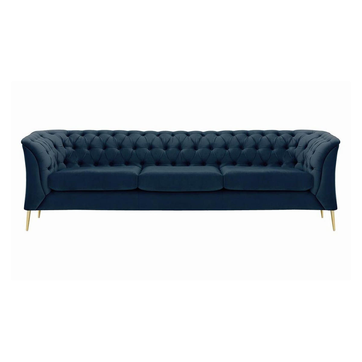 DREISITZER-SOFA Chesterfield Modern-Velluto 11 - Dunkelblau, Holz/Textil (248/74/80cm)