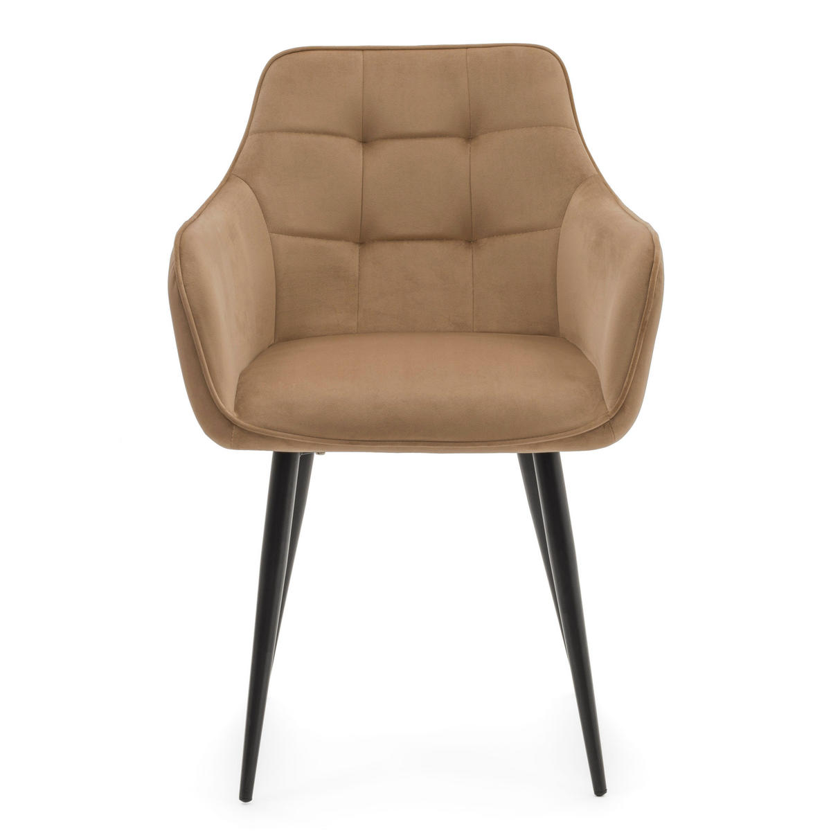 STUHL GALLO gespolstert mit Steppung - beige - Samt Velours - Beige/Schwarz, Textil/Metall (58/88/58cm) - NEW HOME