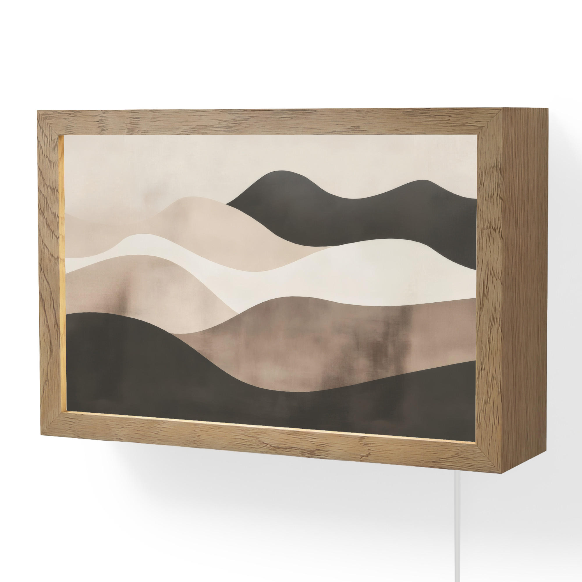 WANDLEUCHTE Abstrakt - Landschaft - Wellen - Cremefarben 30x20 cm - Graubraun, Holzwerkstoff (30/20/8cm) - OnlyWow