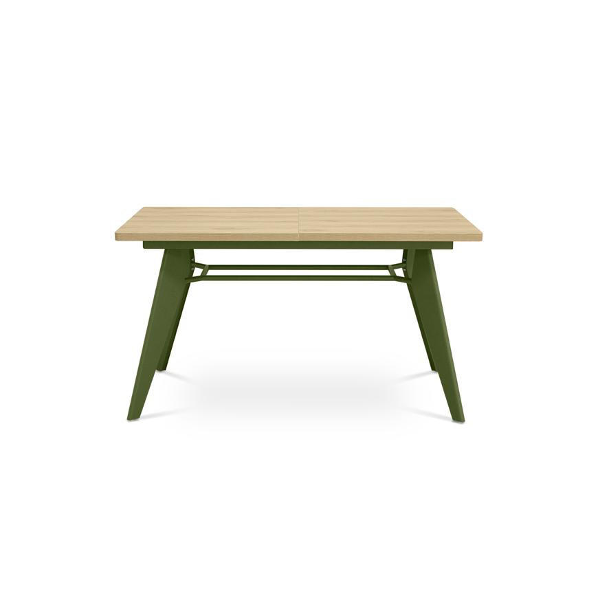 ESSTISCH ausziehbar 140/180cm Metallbeine Khaki und Tischplatte Eiche-Optik Meloe - Eichefarben/Grün, Holzwerkstoff/Metall (90/140/76cm) - Sicaan