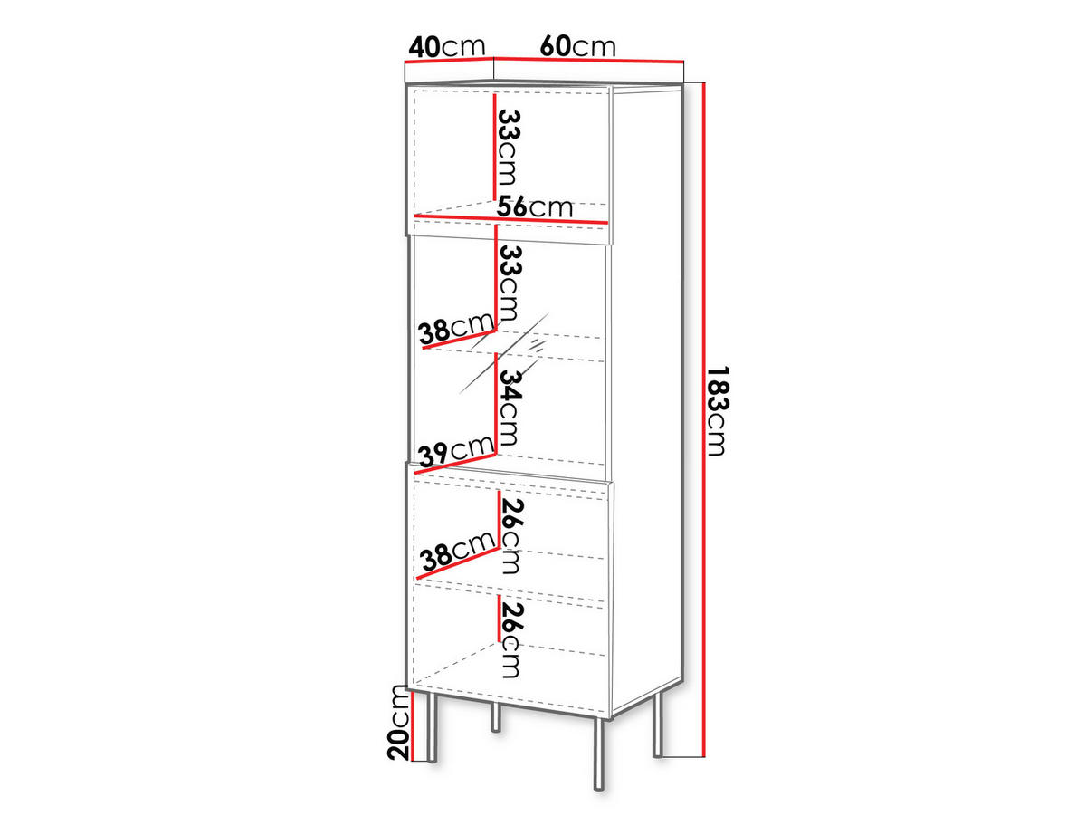 VITRINE Tacos - Schwarz/Braun, Holzwerkstoff/Metall (60/183/40cm) - MIRJAN24
