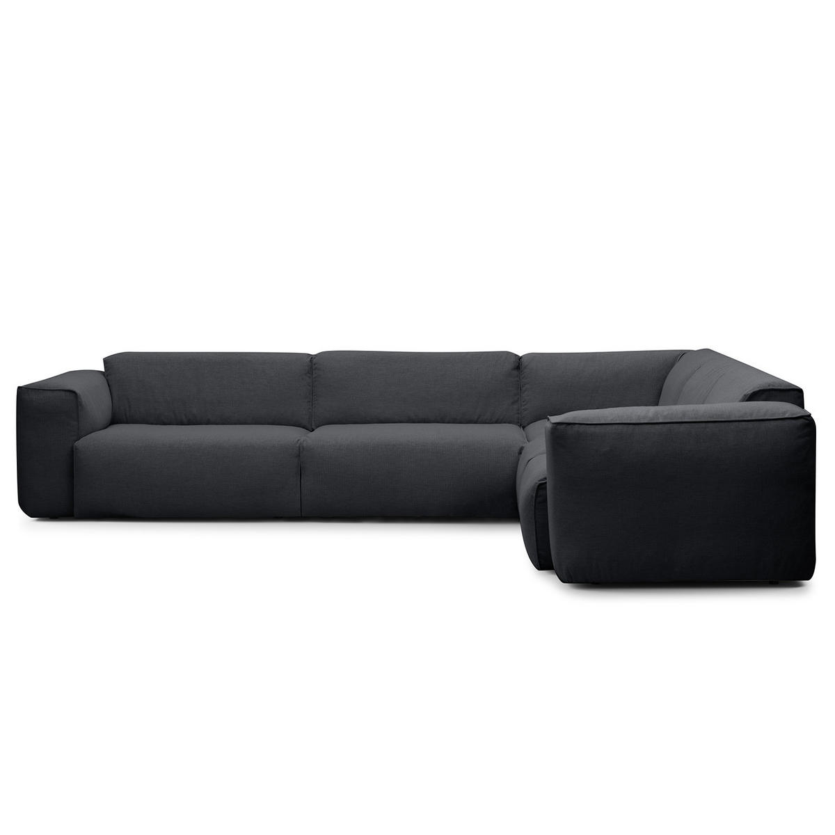 ECKSOFA mit Rundecke - Schwarz/Grau, Kunststoff/Textil (325/260cm) - home24