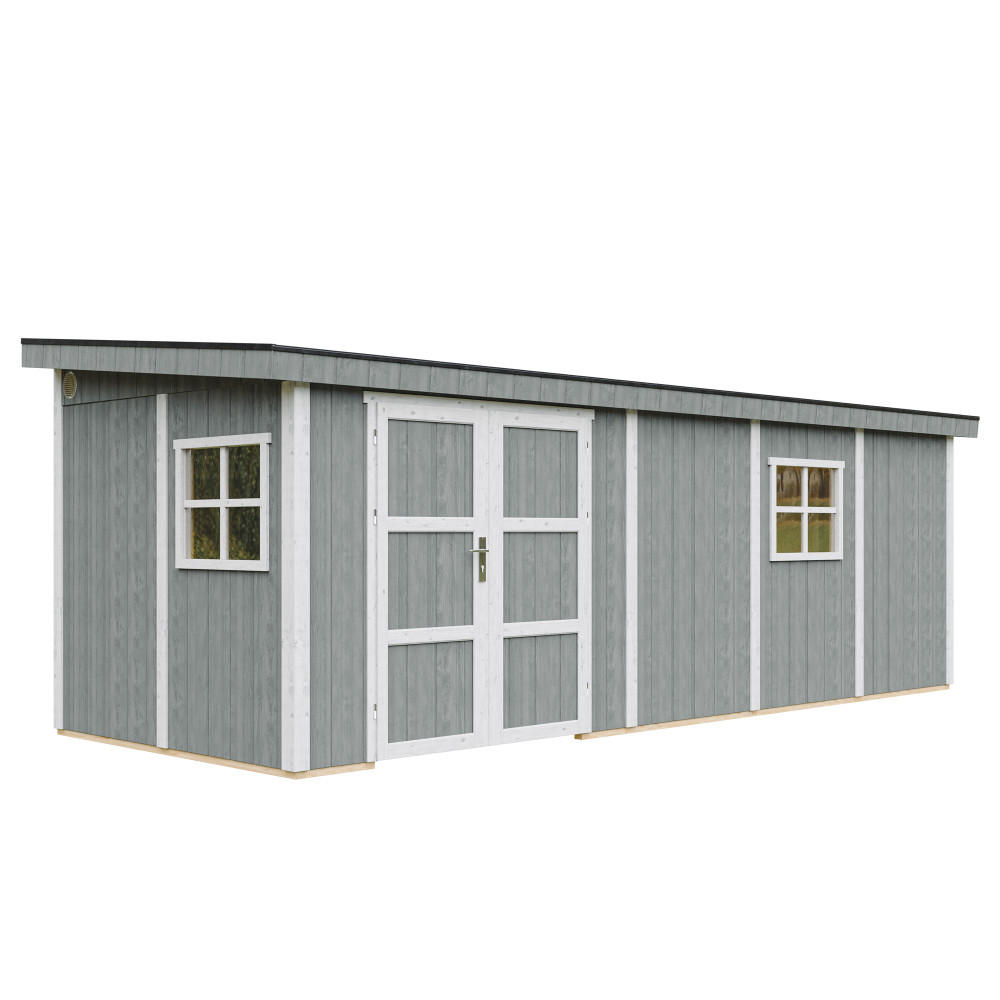GARTENHAUS 14,3 m² - H231x248x648 cm - Ohne Boden und Seitenwand – M941B-CAVERN STEEL - Dunkelgrau, Holz (236/231/604cm) - Timbela