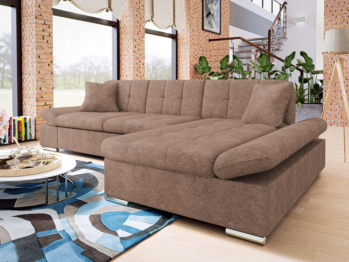 ECKSOFA Malwi, Seite: Rechts - Cappuccino, Holz/Textil (278/161cm) - MIRJAN24