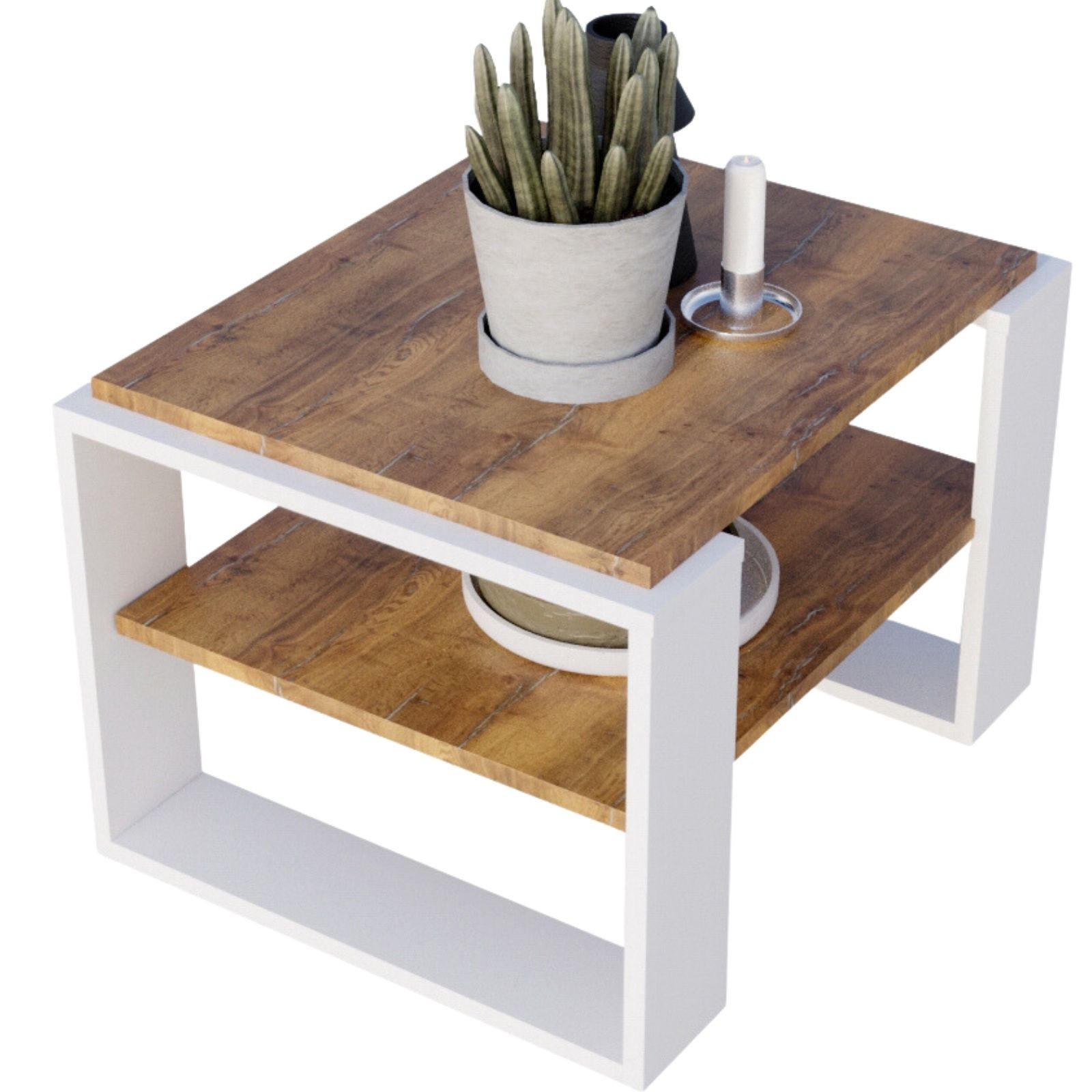 COUCHTISCH Kaja63 63/42/53,8 - Nussbaumfarben/Weiß, Holzwerkstoff (54/63/42cm) - RAUMHIRSCH FURNITURE