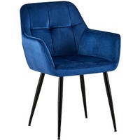 ARMLEHNENSTUHL Samt blau - Blau/Schwarz, Textil/Metall (56.5/84/61cm) - CLP