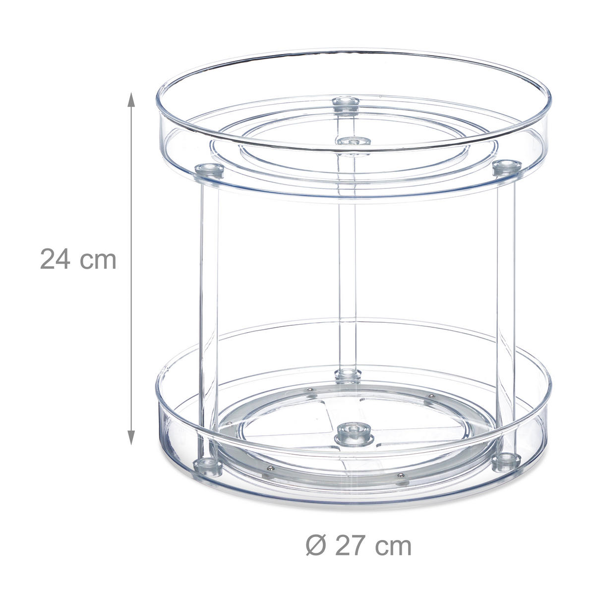 DREHTELLER - Transparent, Kunststoff (27/24/27cm) - Relaxdays