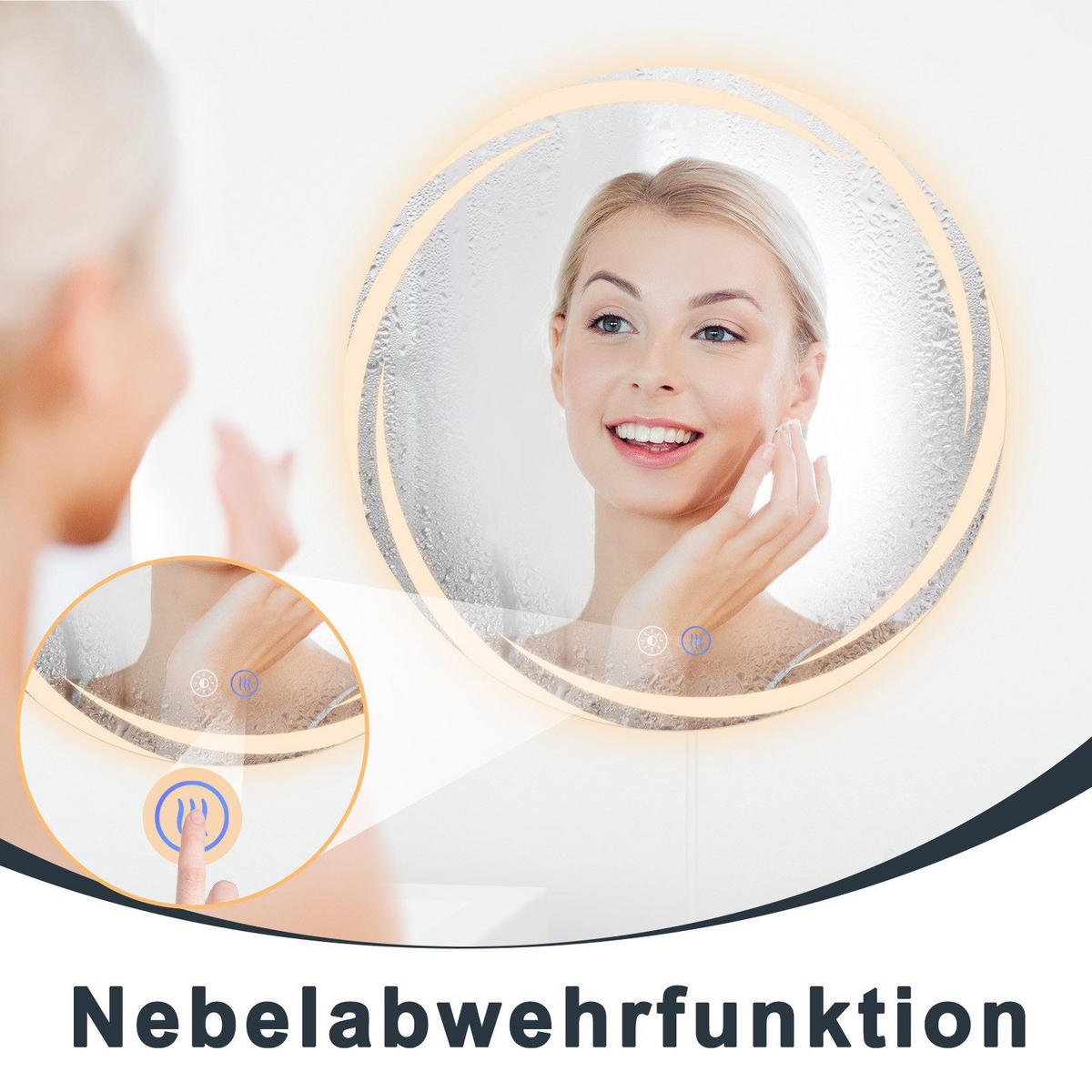 BADEZIMMERSPIEGEL Redick mit LED-Leuchte Ø60 cm - Weiß, Glas (60/2.4/60cm) - Nettlife