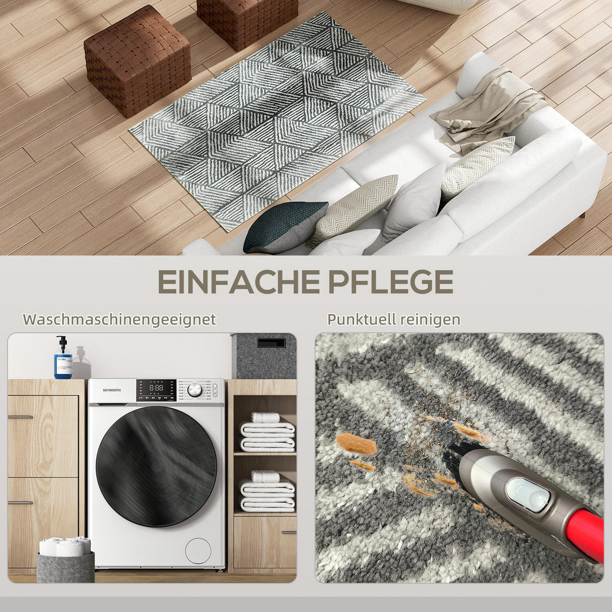 TEPPICH Polypropylen Dunkelgrau - Dunkelgrau, Kunststoff (80/150cm) - HOMCOM