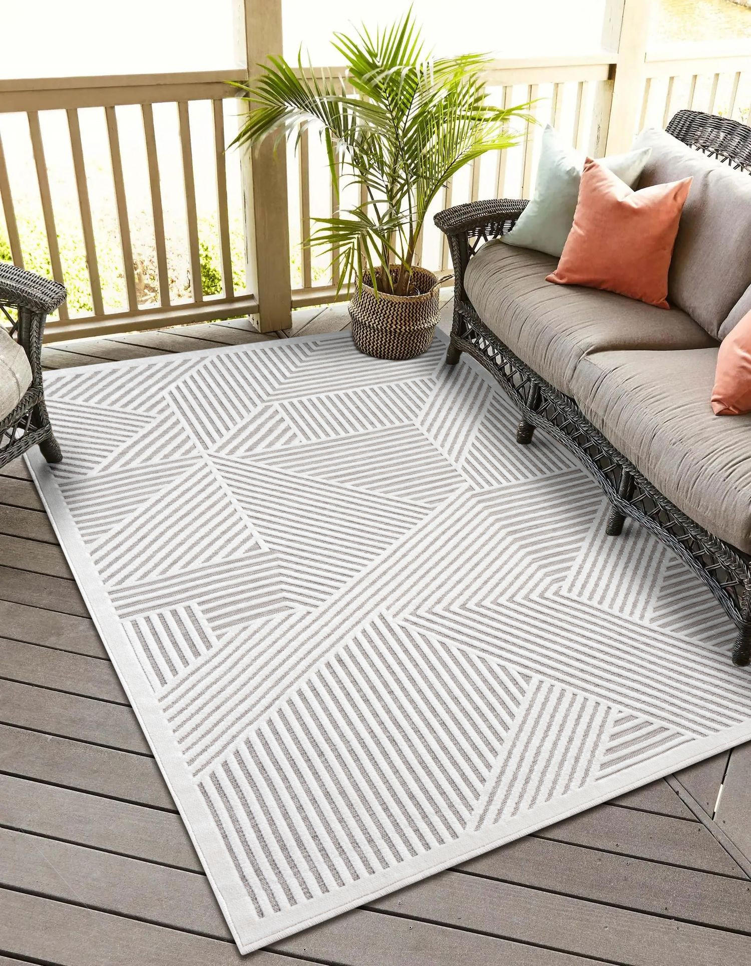 OUTDOORTEPPICH Audrey Hellgrau,Silberfarben,Creme 140/200 cm - Hellgrau, Textil (140/200cm) - My-Rug