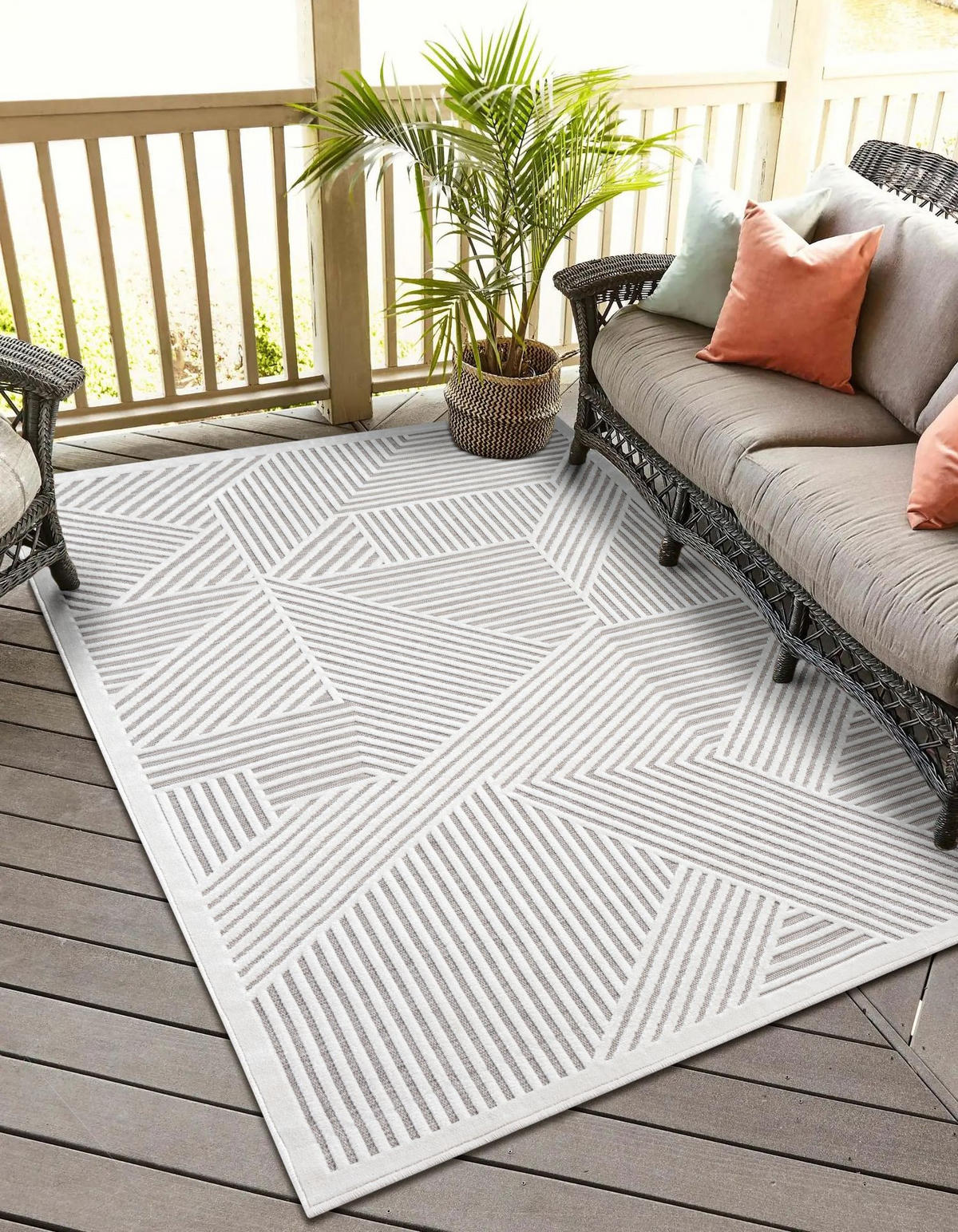 OUTDOORTEPPICH Audrey Hellgrau,Silberfarben,Creme 140/200 cm - Hellgrau, Textil (140/200cm) - My-Rug
