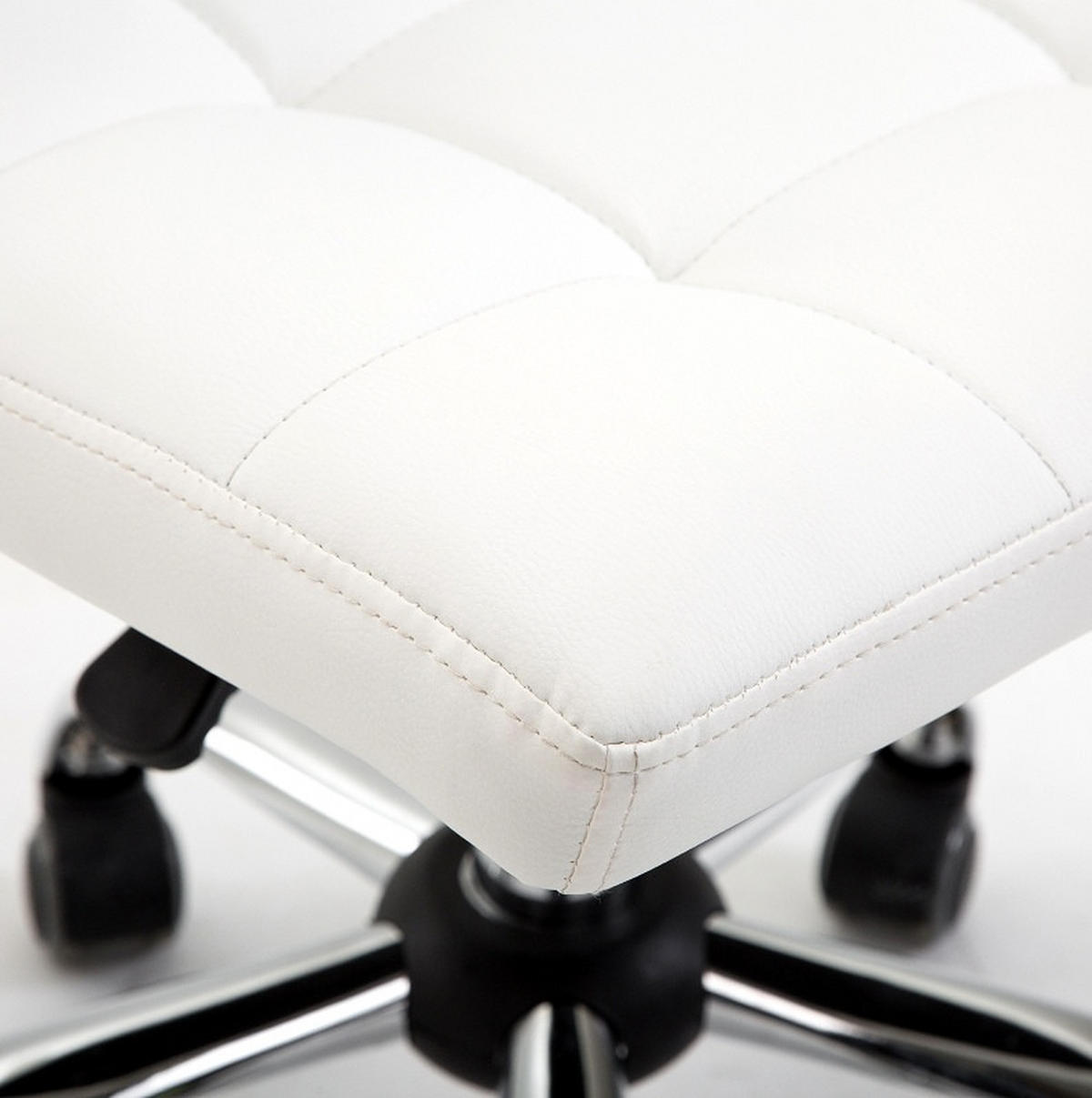 DREHSTUHL, Sitzhöhe 45–57 cm, weißes Bonded Leather, verzinktes Stahlgestell, ohne Armlehnen, 51/46/92 cm,Weiß - Weiß, Kunststoff (46/92/51cm) - Redom