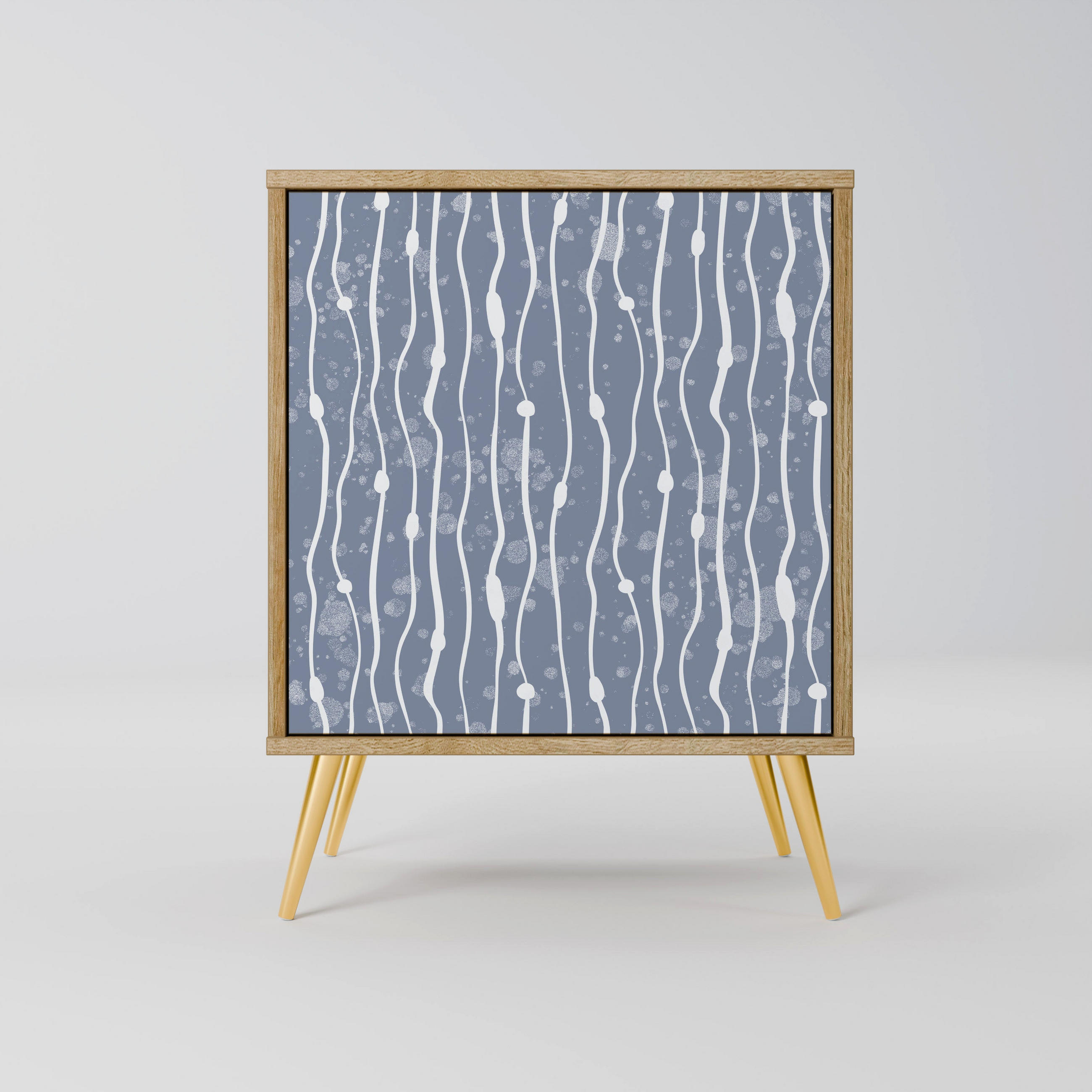 SIDEBOARD GRAPHITE RAIN, Eichefarben, 57,5x42x75,5 cm, Goldfarbene Metallfüße - Eichefarben/Goldfarben, Holzwerkstoff/Metall (57.5/75.5/42cm) - SpaceRebels