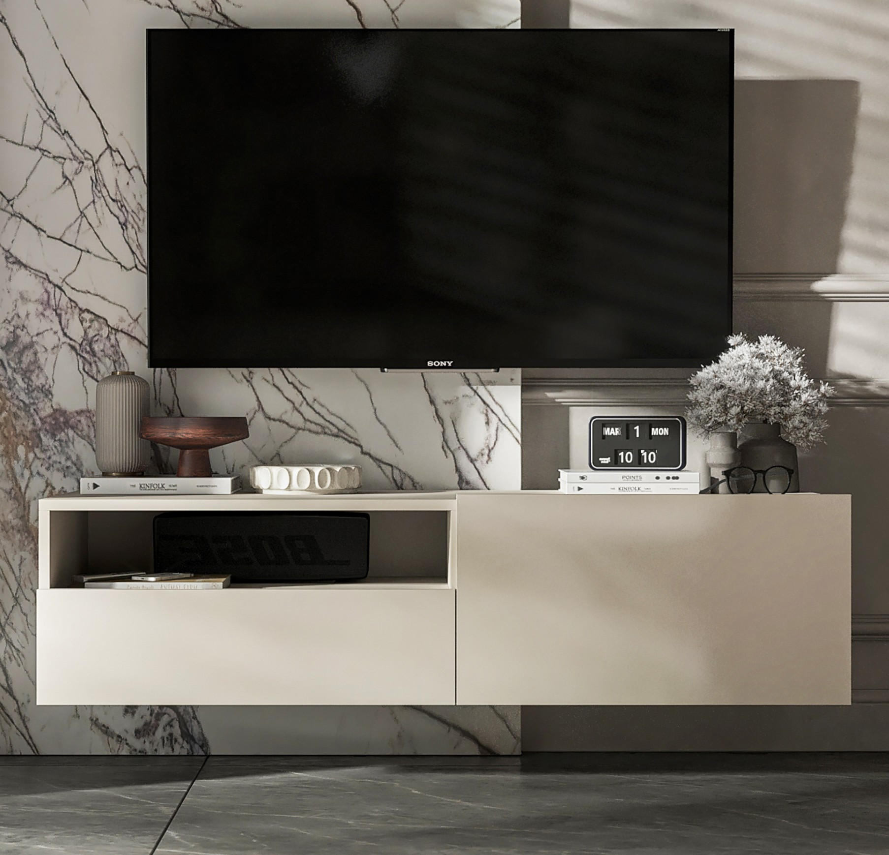 TV-SCHRANK Enjoy Kaschmir matt Schublade 120 cm - Kaschmir, Holzwerkstoff (120/30/35cm) - Meble Lindner