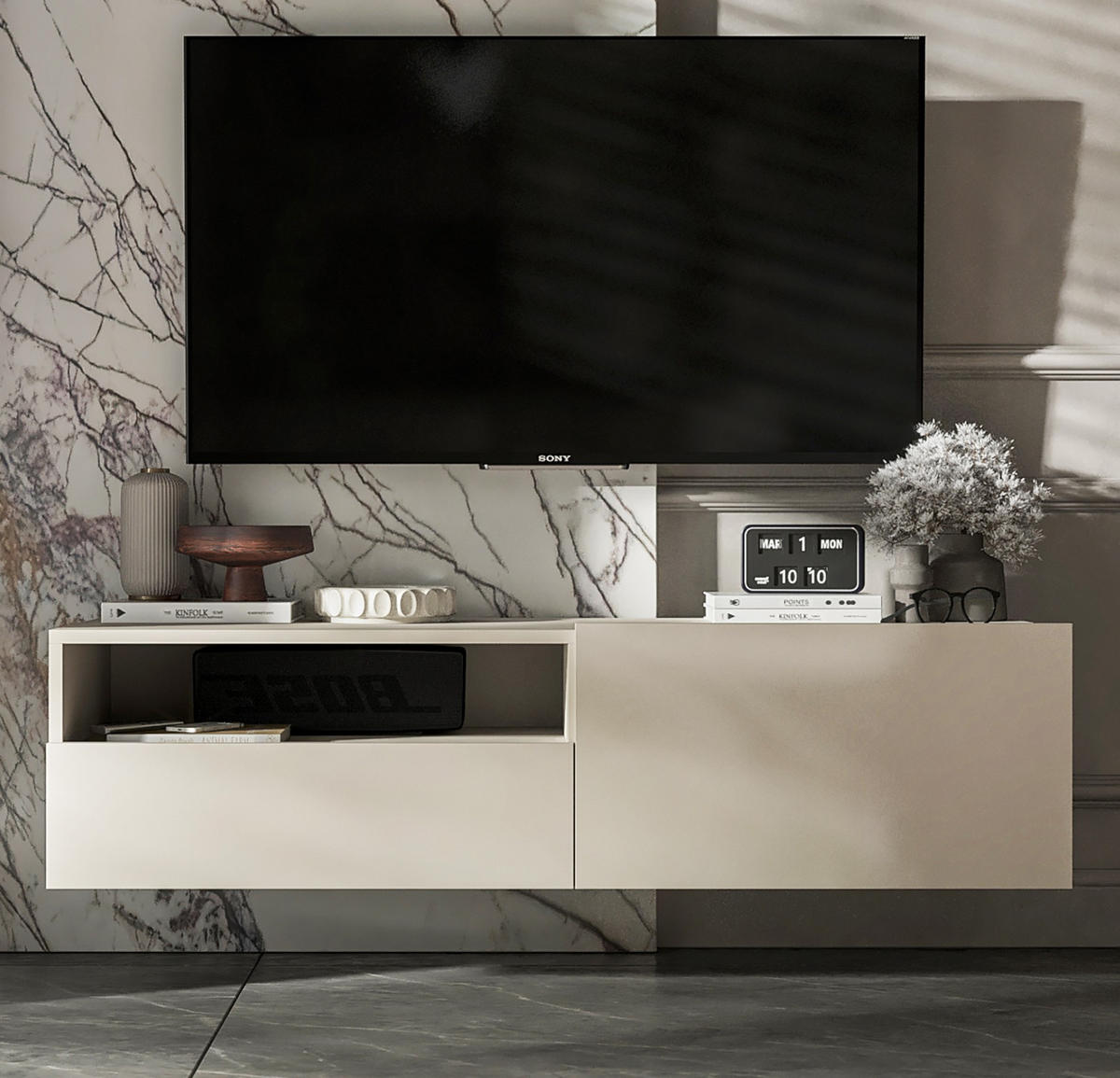 TV-SCHRANK Enjoy Kaschmir matt Schublade 120 cm - Kaschmir, Holzwerkstoff (120/30/35cm) - Meble Lindner
