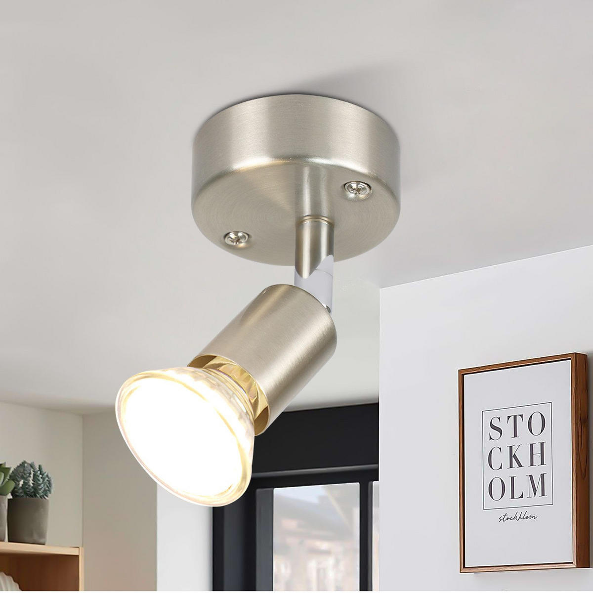 DECKENLEUCHTE Luttrel 14/10/7cm - Silberfarben, Metall (14/10/7cm) - Nettlife