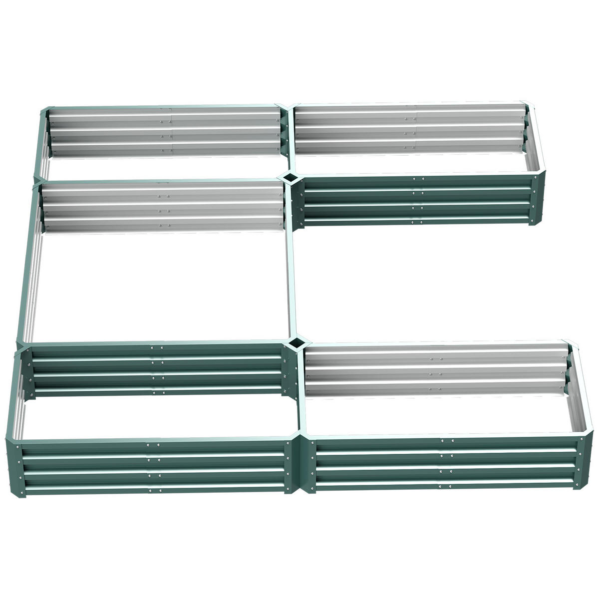 HOCHBEET-SET DE-12136 modulares 5er-Set aus Stahl, 121/116/31 cm Grün - Grün, Metall (245/31/242cm) - ComfortXL