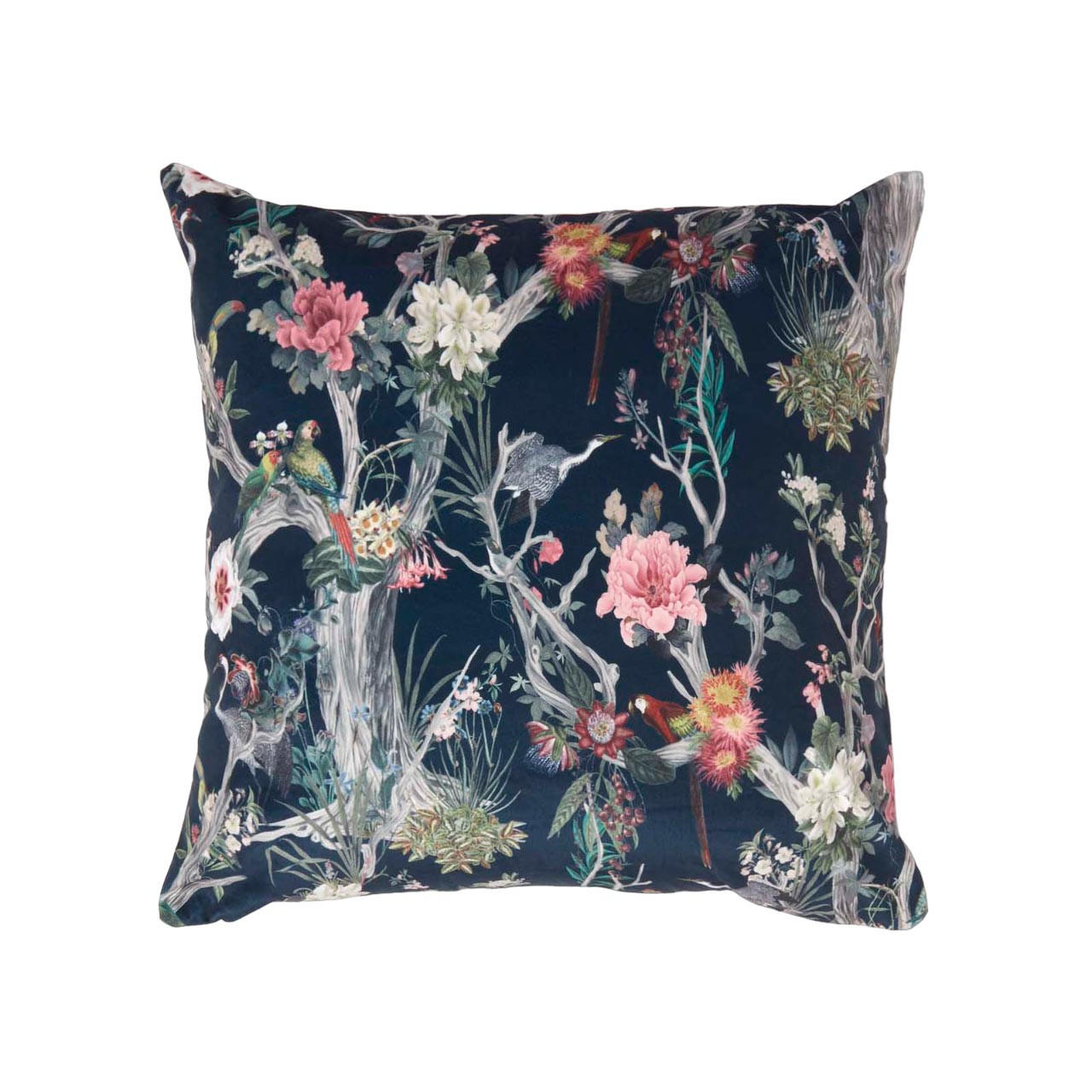 KISSENHÜLLE Samt 46/46 cm – Papageien-Garten - Multicolor, Textil (46/46cm) - Homescapes