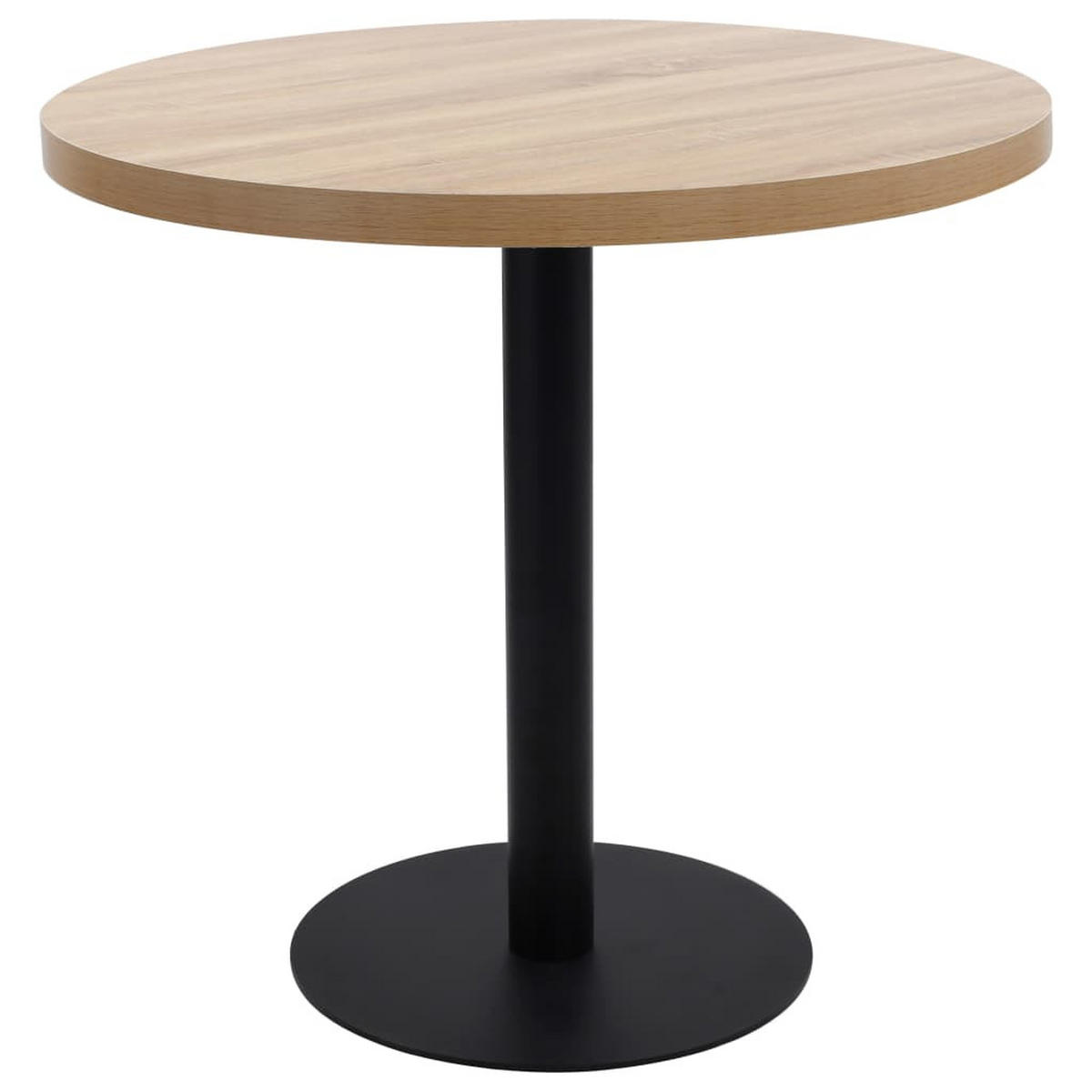 BISTROTISCH, 80/80/75 cm, aus MDF und Stahl, Hellbraun und Schwarz - Braun, Holz (80/80/75cm) - vidaXL