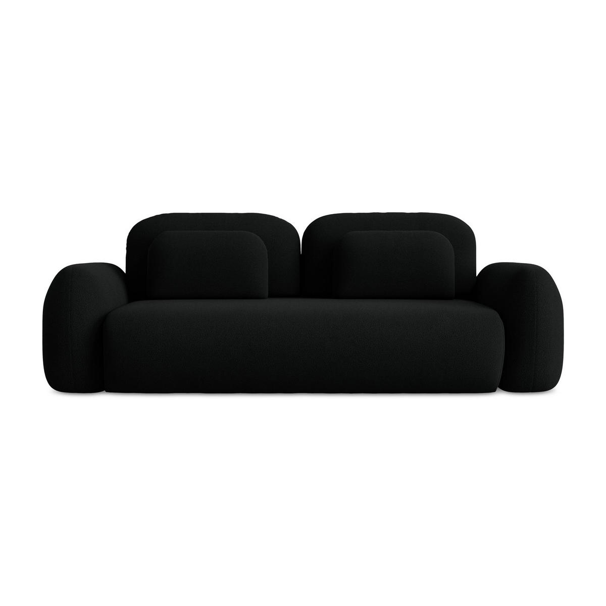 3-SITZER SOFA mit Schlaffunktion Bouclé Stoff Schwarz - Schwarz, Holzwerkstoff/Kunststoff (266/95/121cm) - LaMiaSofa