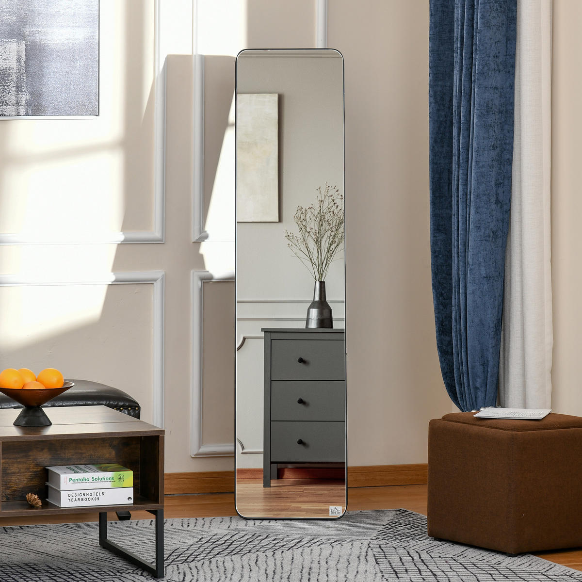STANDSPIEGEL DE-17912 rechteckig mit Wandmontage Schwarz - Schwarz, Holzwerkstoff (37/156/43cm) - ComfortXL