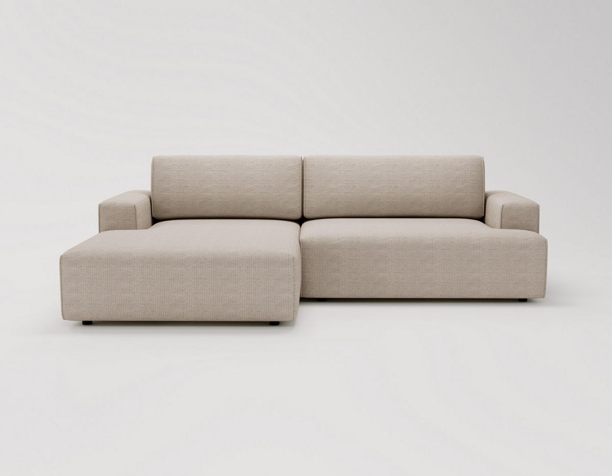 ECKSOFA L-Form 270 cm Boston mit Bettkasten, Schlaffunktion, Links, Beige - Beige, Holz (165/270cm) - Emporius