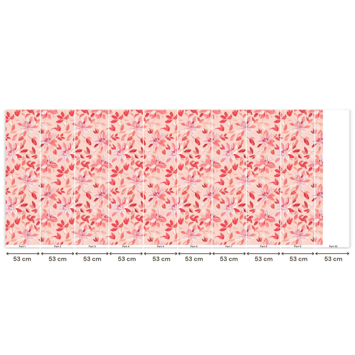 TAPETE - Botanisch - Blumen - Rot - 450x200 cm - Koralle, Papier (450/200cm) - OnlyWow