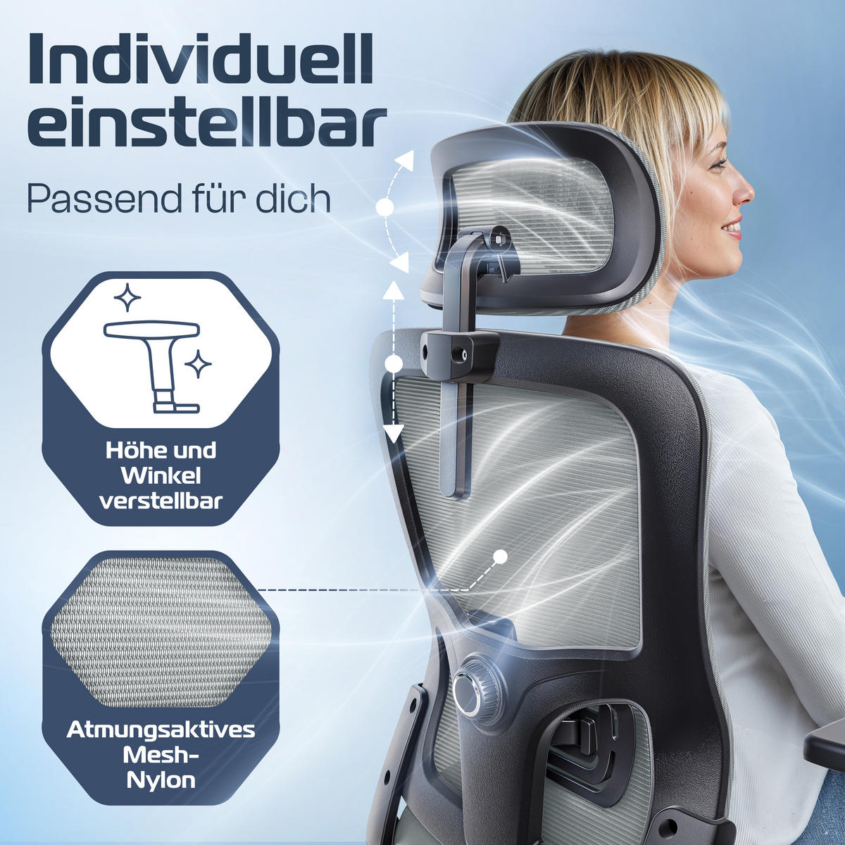 BÜROSTUHL BrightSeat Anthrazit - Anthrazit/Silberfarben, Kunststoff/Textil (70/142/70cm) - Clouvou