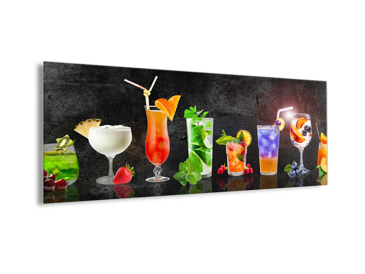 GLASBILD 80x30 cm Küche Cocktails bunt - Gelb, Glas (80/30cm) - artissimo
