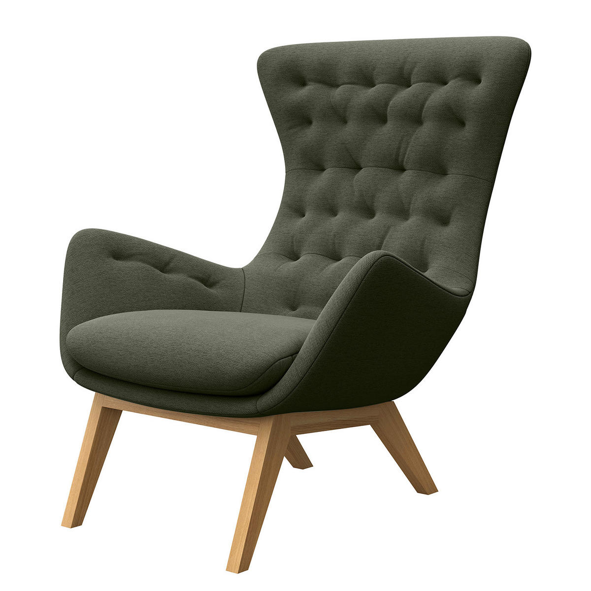 SESSEL - Webstoff - Eichefarben/Grau, Eichenholz/Holz (85/101/93cm) - home24