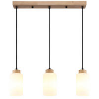 PENDELLEUCHTE Holz braun, 3-flammig, Glas opal - Braun, Holz (60/10/120cm) - Globo Lighting