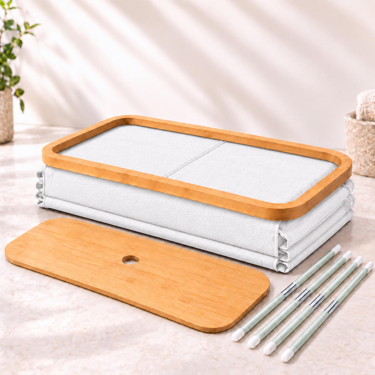 TOILETTENPAPIERBOX Weiß Bambus 24 Rollen - Weiß, Holz/Kunststoff (45/72/30cm) - Relaxdays
