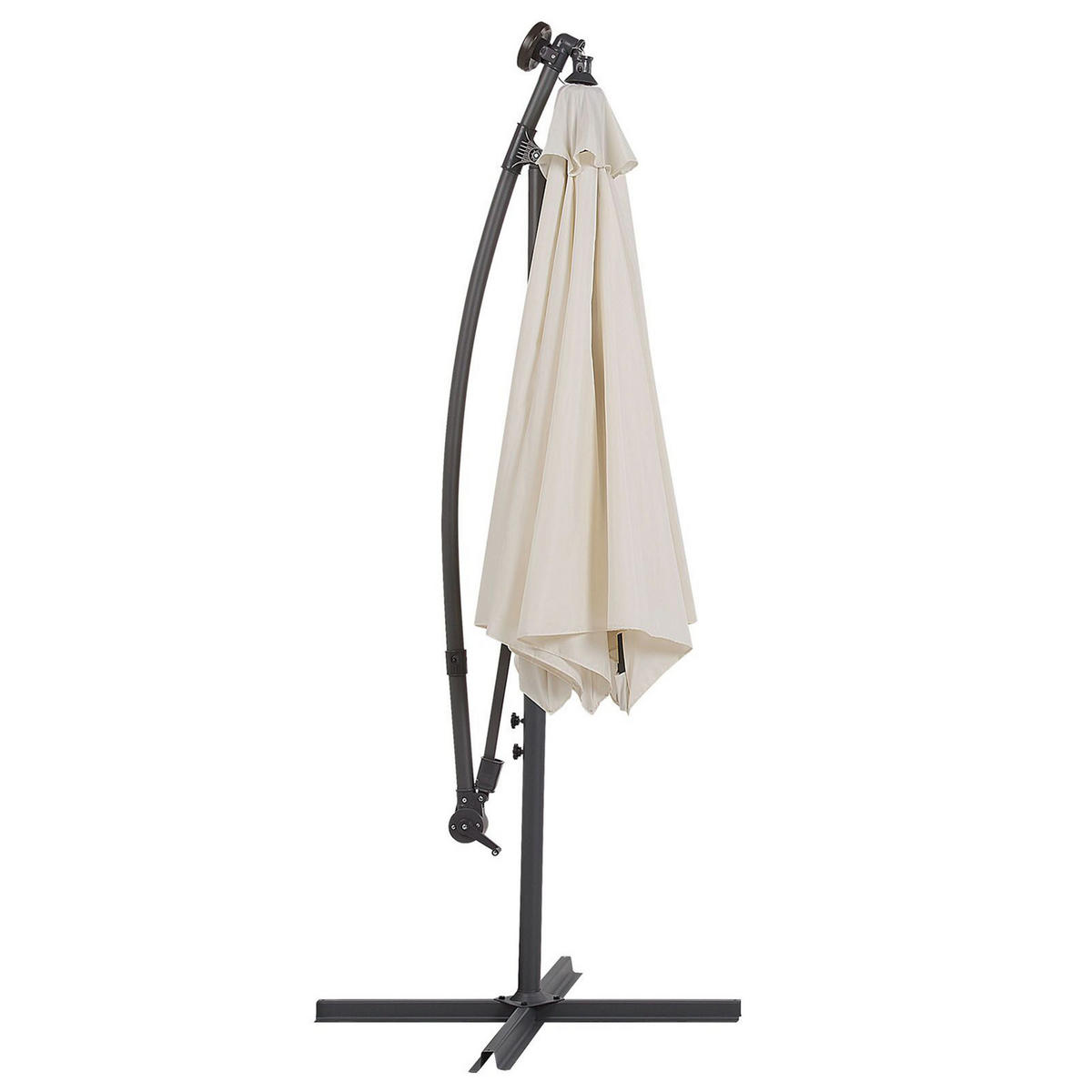 SONNENSCHIRM LED Solar Beleuchtung beige 285 cm Corval - Beige/Grau, Textil (285/285cm) - Beliani
