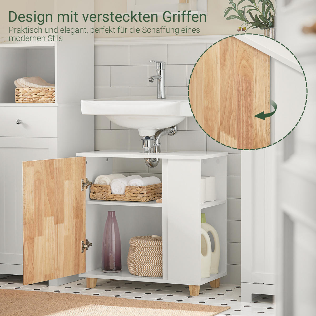 WASCHBECKENUNTERSCHRANK Weiß - Weiß, Holz/Holzwerkstoff (59/60/29cm) - SoBuy