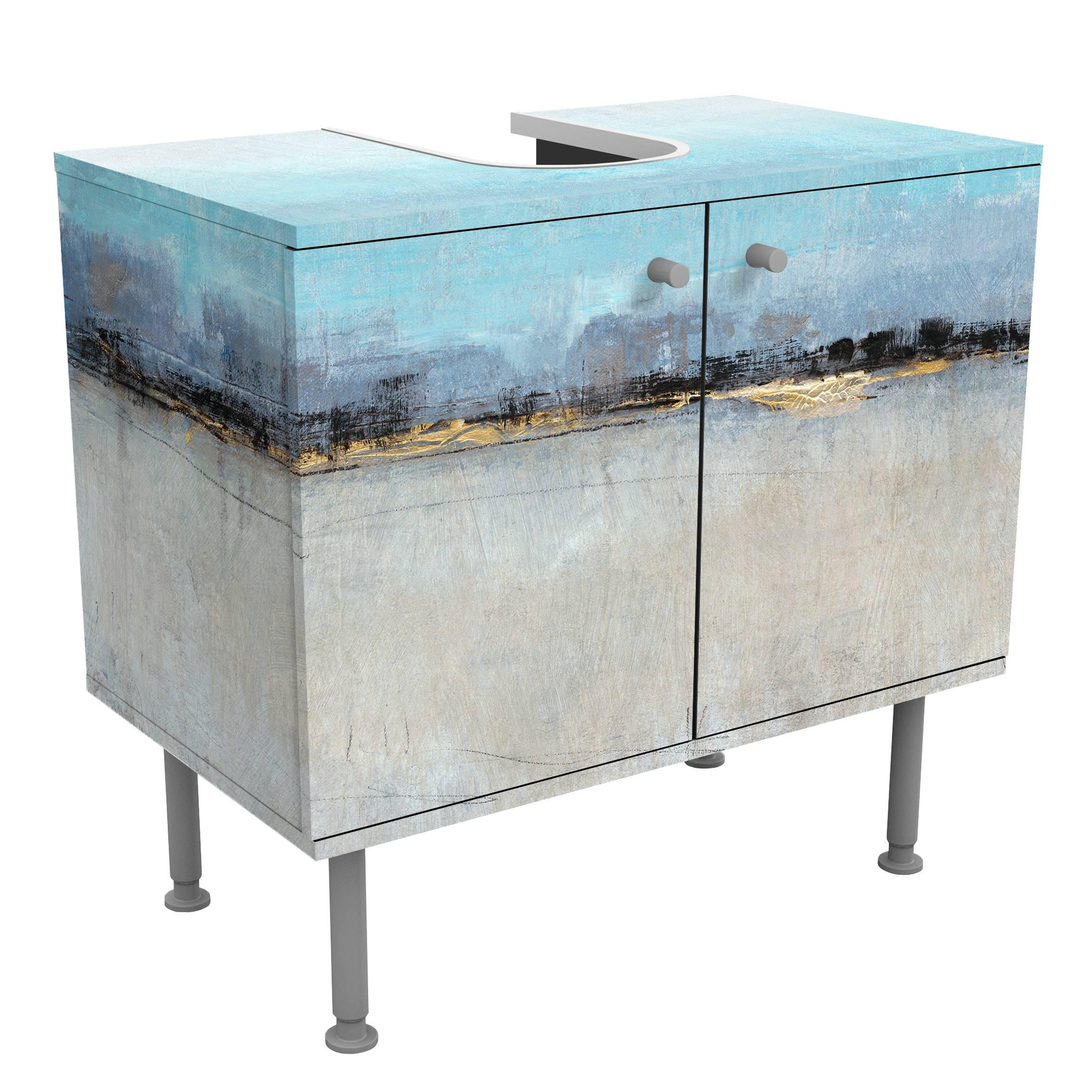 WASCHBECKENUNTERSCHRANK Grenzenlose Weite I 60/55/35 cm - Grau, Holzwerkstoff (60/55/35cm) - Bilderwelten