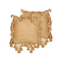 Dekokissen 2er-Set Sandbeige 45/45 cm Olearia - Sandfarben, Naturmaterialen (45/45cm) - Beliani